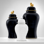 Eichholtz Vase Golden Dragon L often presented as a wedding gift. The black shouldered jar and its domed lid with