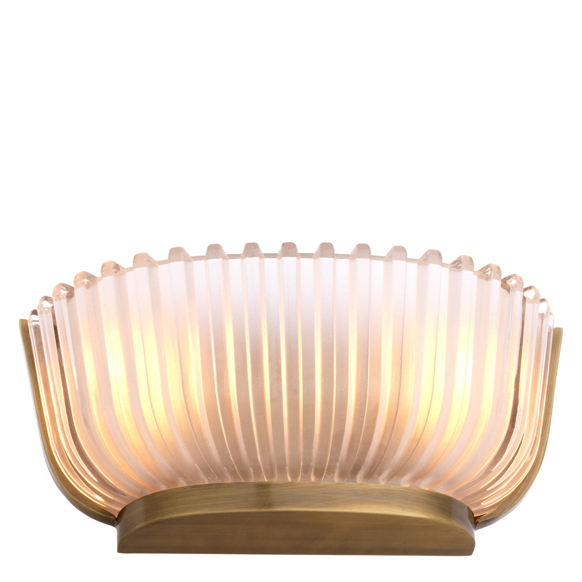 Eichholtz Wall Lamp Artos With a bowl-shaped shade of thick frosted glass and a vintage brass fixture, it will