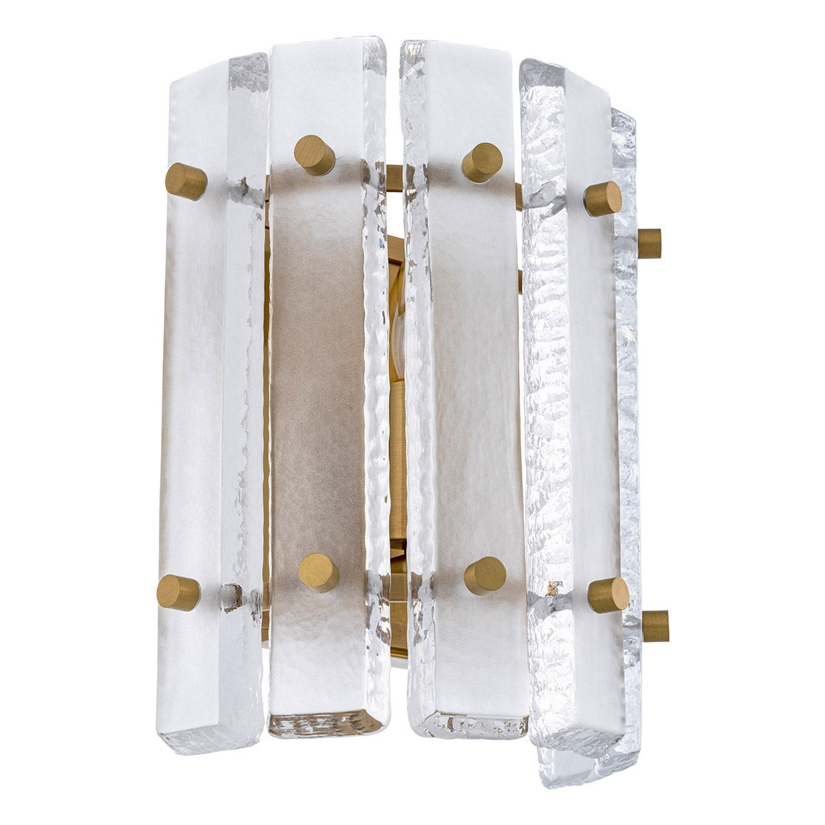 Eichholtz Wall Lamp Blason Single brass fixture, plates of clear glass with frosted fronts capture and refract light to create