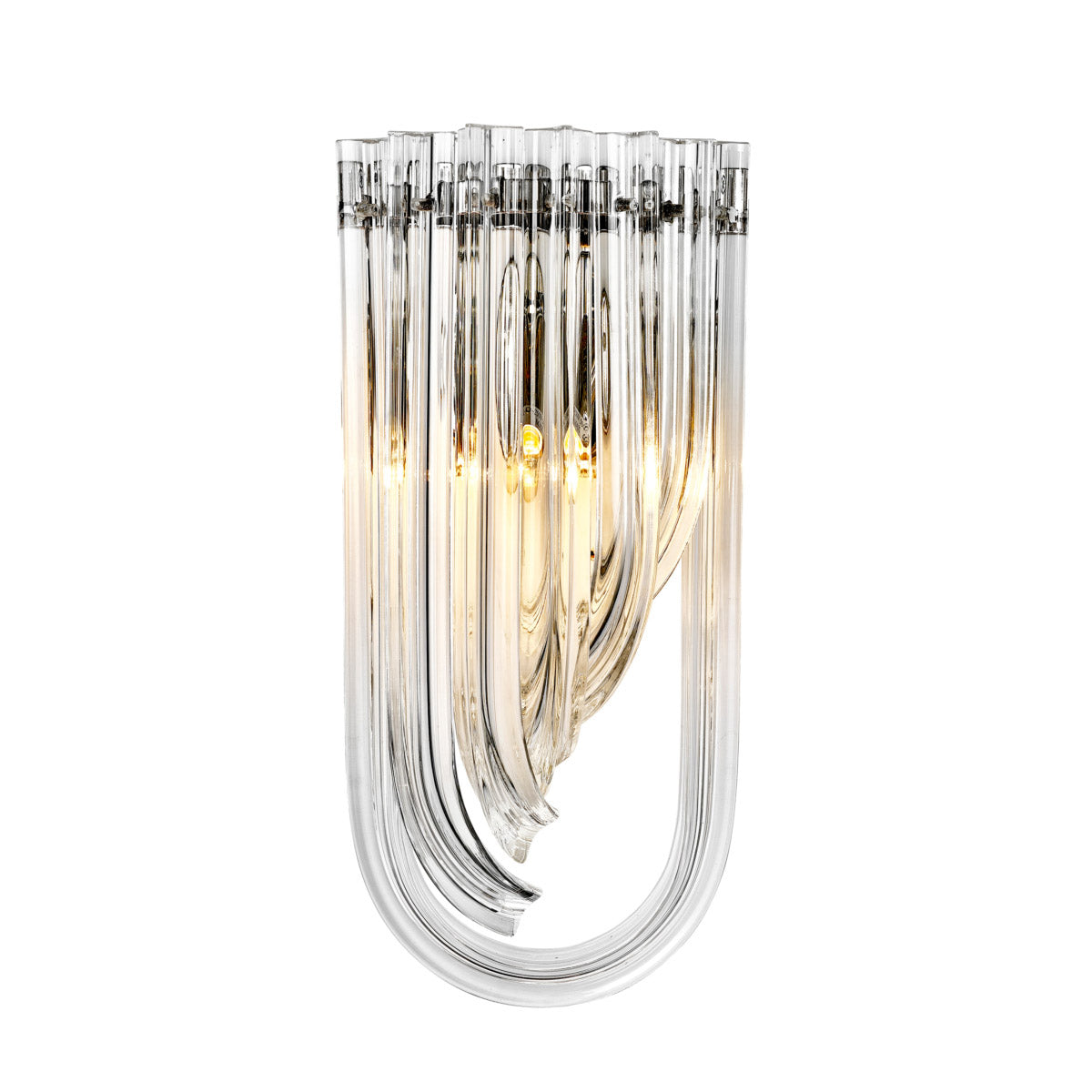 Eichholtz Wall Lamp Greco high-class luxury sconce with a twist features a series of long sculptural clear glass drops