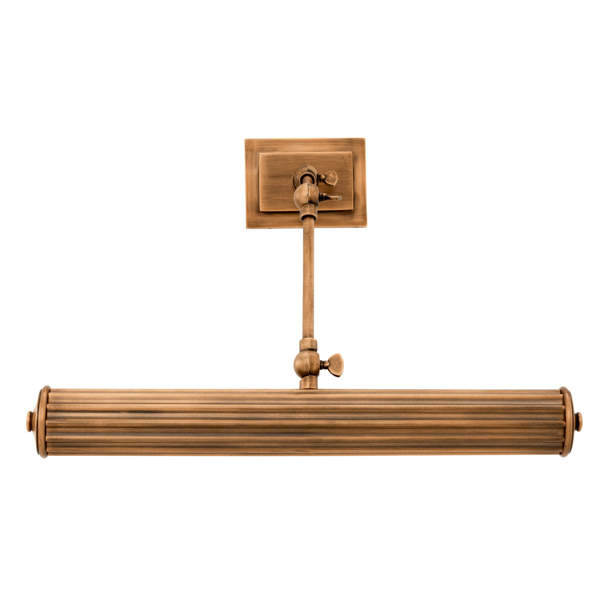 Eichholtz Wall Lamp Luca L light. It features an antique brass finish and has two multi-directional and lockable swivel joints