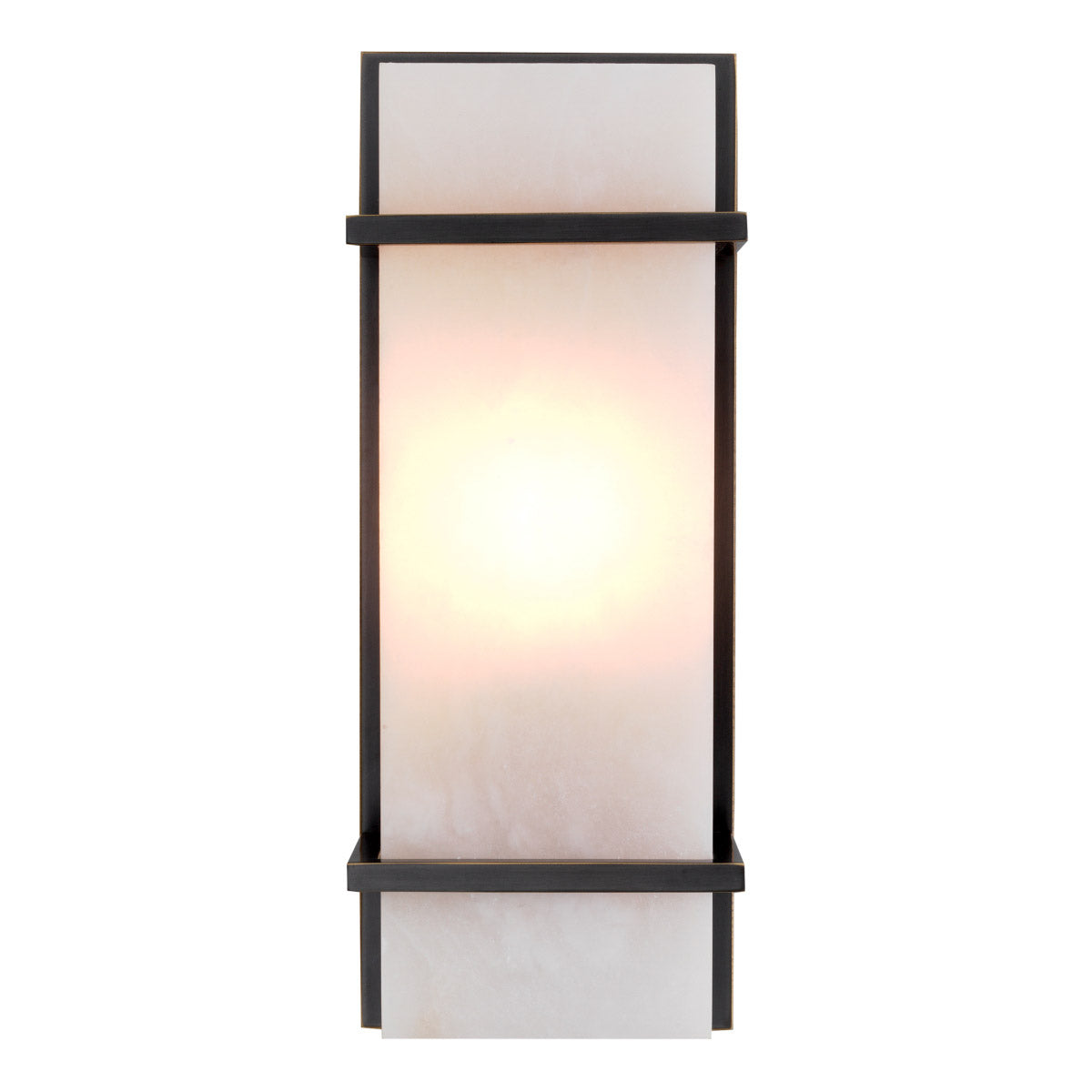 Eichholtz Wall Lamp Spike S bronze highlight finish frame with a translucent shade of alabaster, it creates a pleasant, relaxed