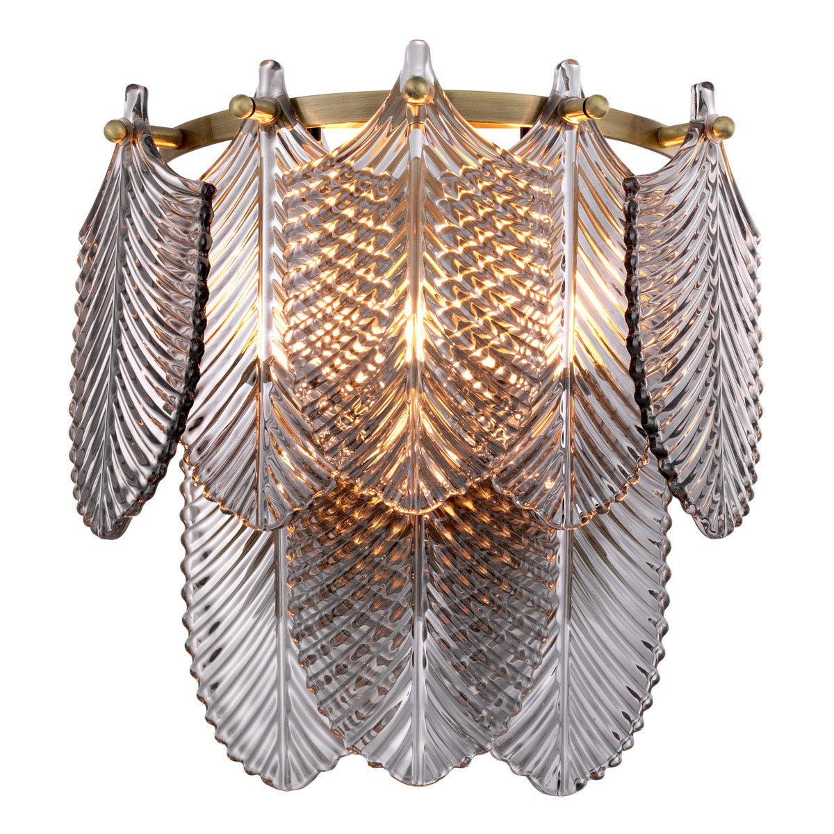 Eichholtz Wall Lamp Verbier and smoke glass decorations with feather relief is a true work of art. Combine with