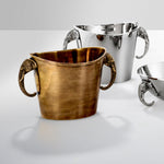 Eichholtz Wine Cooler Maharaja elephant head handles and vintage brass finish, this sculpted ice bucket will be a stunning