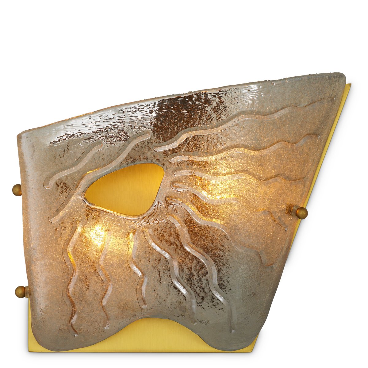 Eichholtz Wall Lamp Orlandis antique brass finish smoke glass - Right the smoked glass emits amber warmth, creating a quality of light