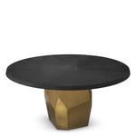 Eichholtz Dining Table Caldor charcoal grey oak veneer brushed brass finish top in charcoal grey oak veneer features an asymmetric inlay