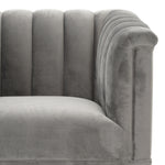 Eichholtz Chair Raffles roche porpoise grey velvet The Mid-Century Modern Raffles Chair rests upon a powder-coated steel base with gunmetal finish and