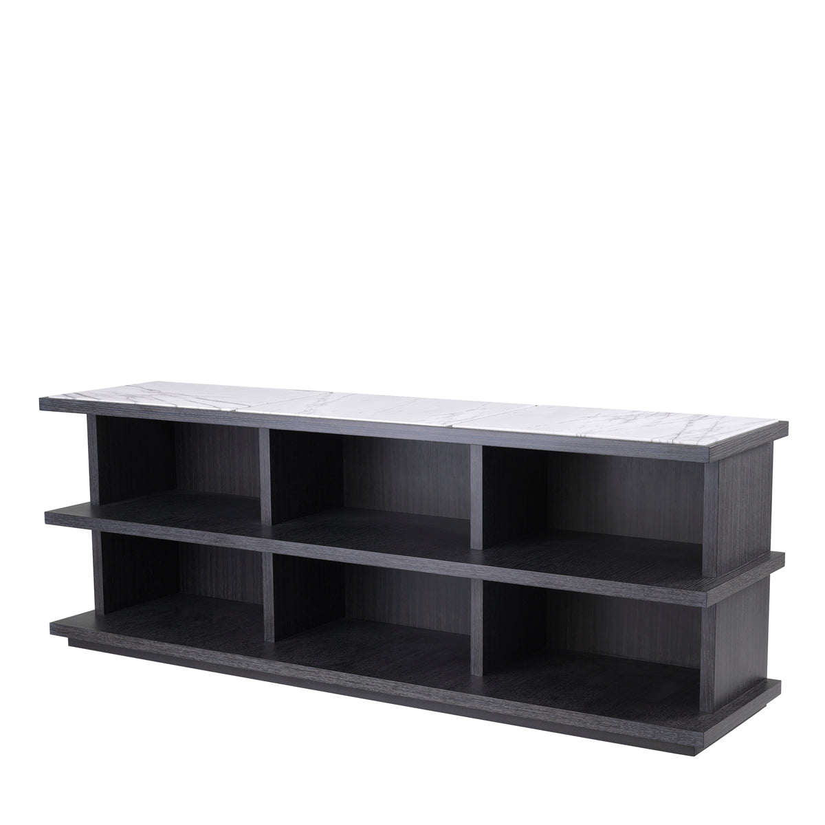 Eichholtz Cabinet Miguel L charcoal grey oak veneer The charcoal grey oak veneer Miguel Dresser with Italian bianco lilac marble top will look great in