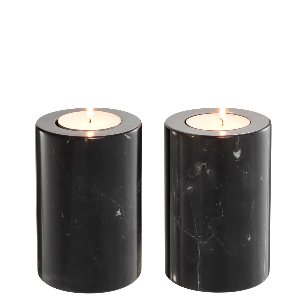 Eichholtz Tealight Holder Tobor S black marble set of 2 The simple design of the 2-piece set of cylindrical Tobor S Tealight Holders adds refinement to you