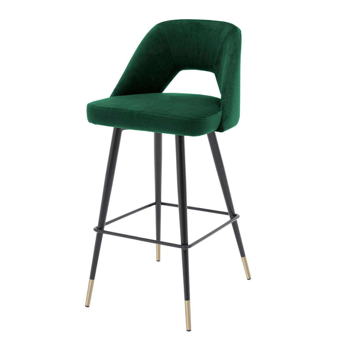 Eichholtz Bar Stool Avorio roche green velvet Bring Mid-Century Modern style into your home with the Avorio Bar Stool. Featuring a Roche green vel