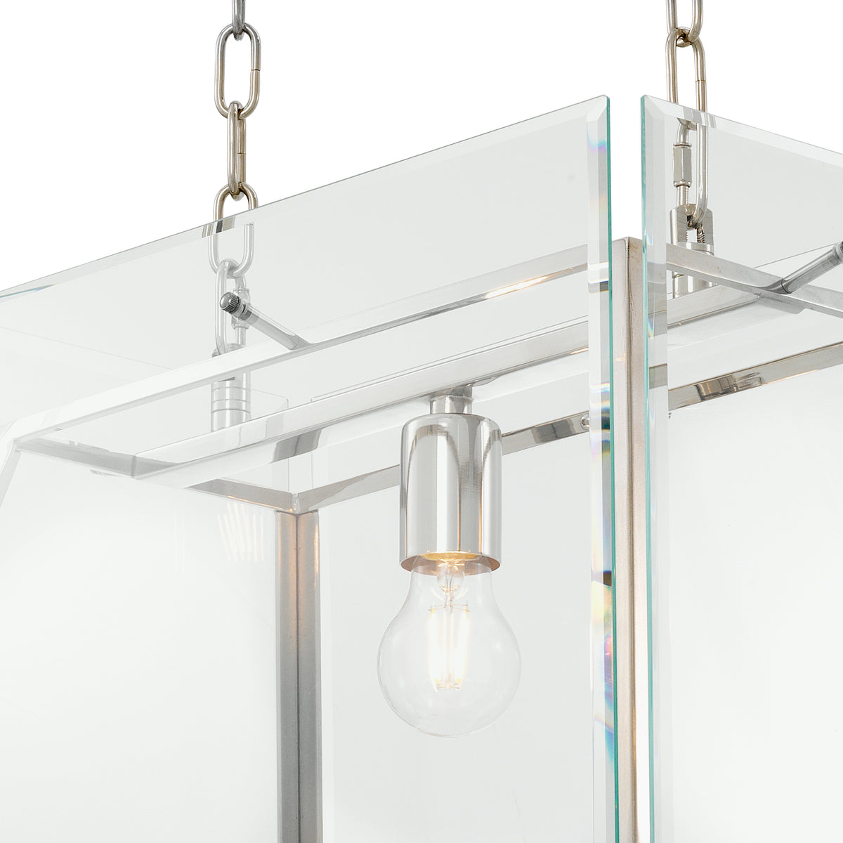 Eichholtz Chandelier Azure S nickel finish bevelled glass Add industrial flair to your home with the 1-light Azure S Chandelier. Stripped to the bare essen