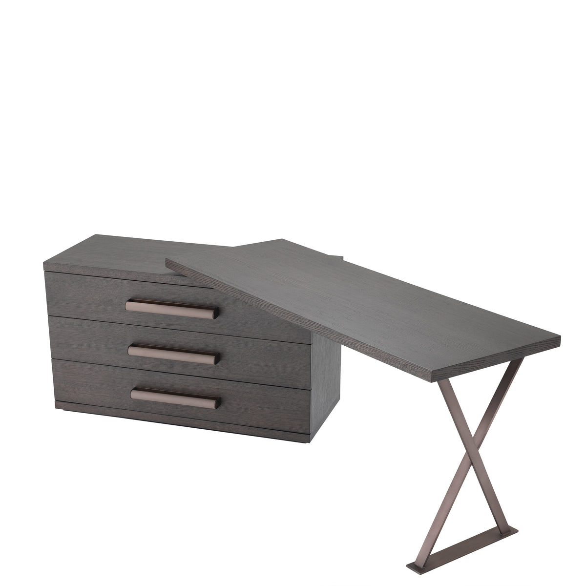 Eichholtz Desk Sanderson mocha straight oak veneer A contemporary design gives the Sanderson Desk its stylish modern aesthetic. The top has a turning m