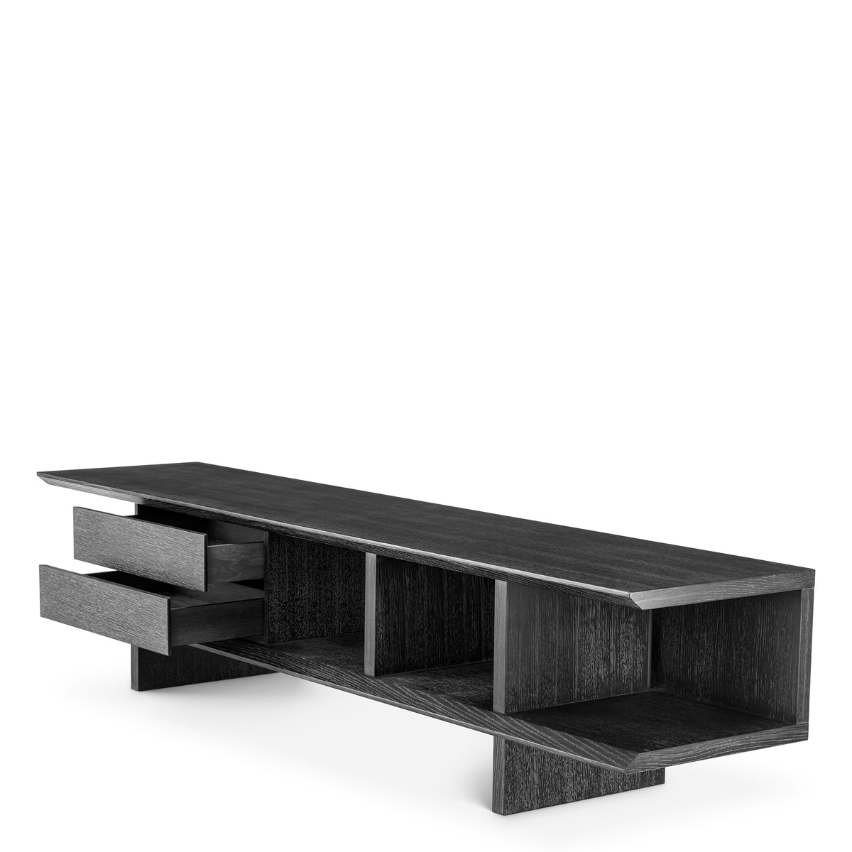 Eichholtz TV Cabinet Guerroro charcoal grey oak veneer The charcoal grey oak veneer Guerroro TV Cabinet is a sleek and stylish addition to any living room. - 3