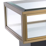 Eichholtz Side Table Ryan brushed brass finish A modern take on a classic design, Side Table Ryan provides storage and style at once. The vitrine h