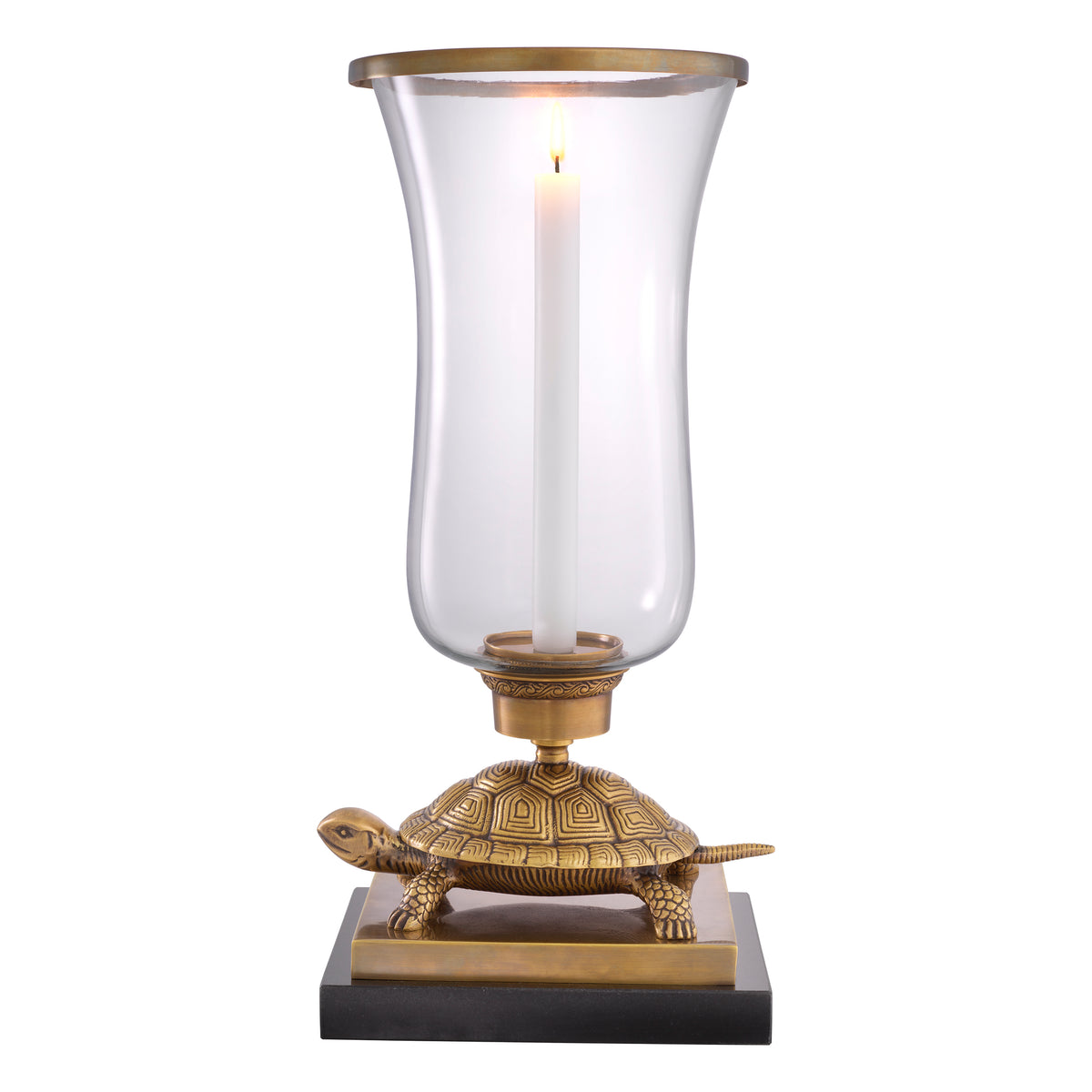 Eichholtz Hurricane Tortoise vintage brass finish Classic with a twist, the Tortoise Hurricane Candle Holder brings inspired style to your living spac