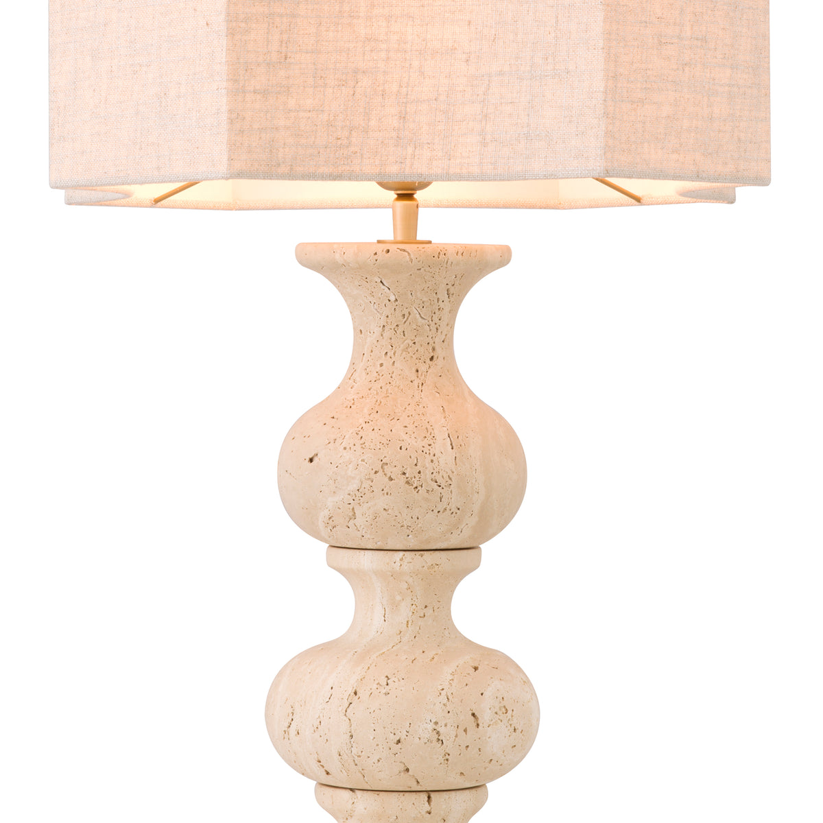 Eichholtz Table Lamp Mabel travertine incl shade Effortlessly enhance any room with Table Lamp Mabel. It features a distinctive travertine base that