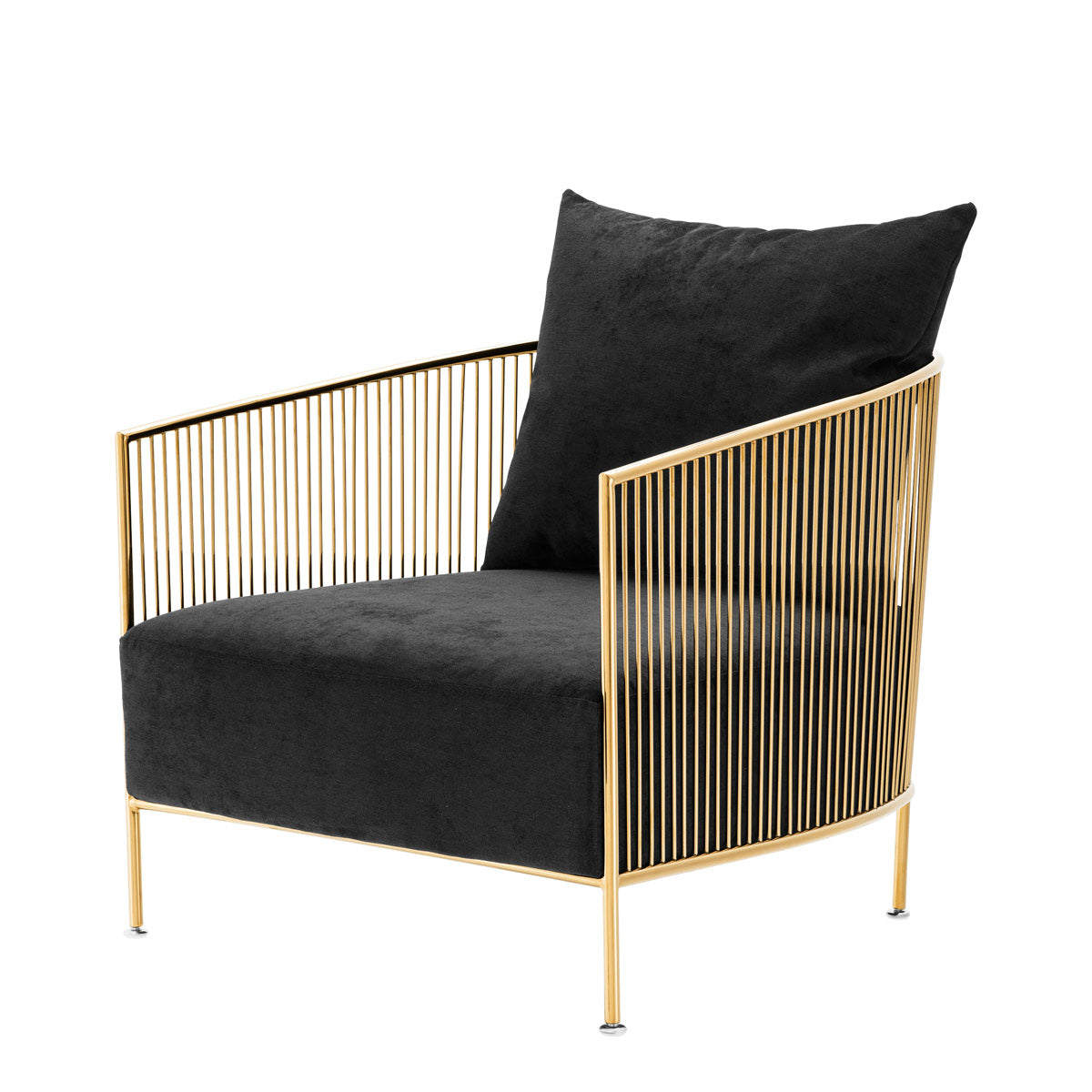 Eichholtz Chair Knox gold finish black velvet Bring vintage style to your lounge, conservatory or indoor patio with the Knox Chair. This fabulous