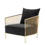 Eichholtz Chair Knox gold finish black velvet Bring vintage style to your lounge, conservatory or indoor patio with the Knox Chair. This fabulous