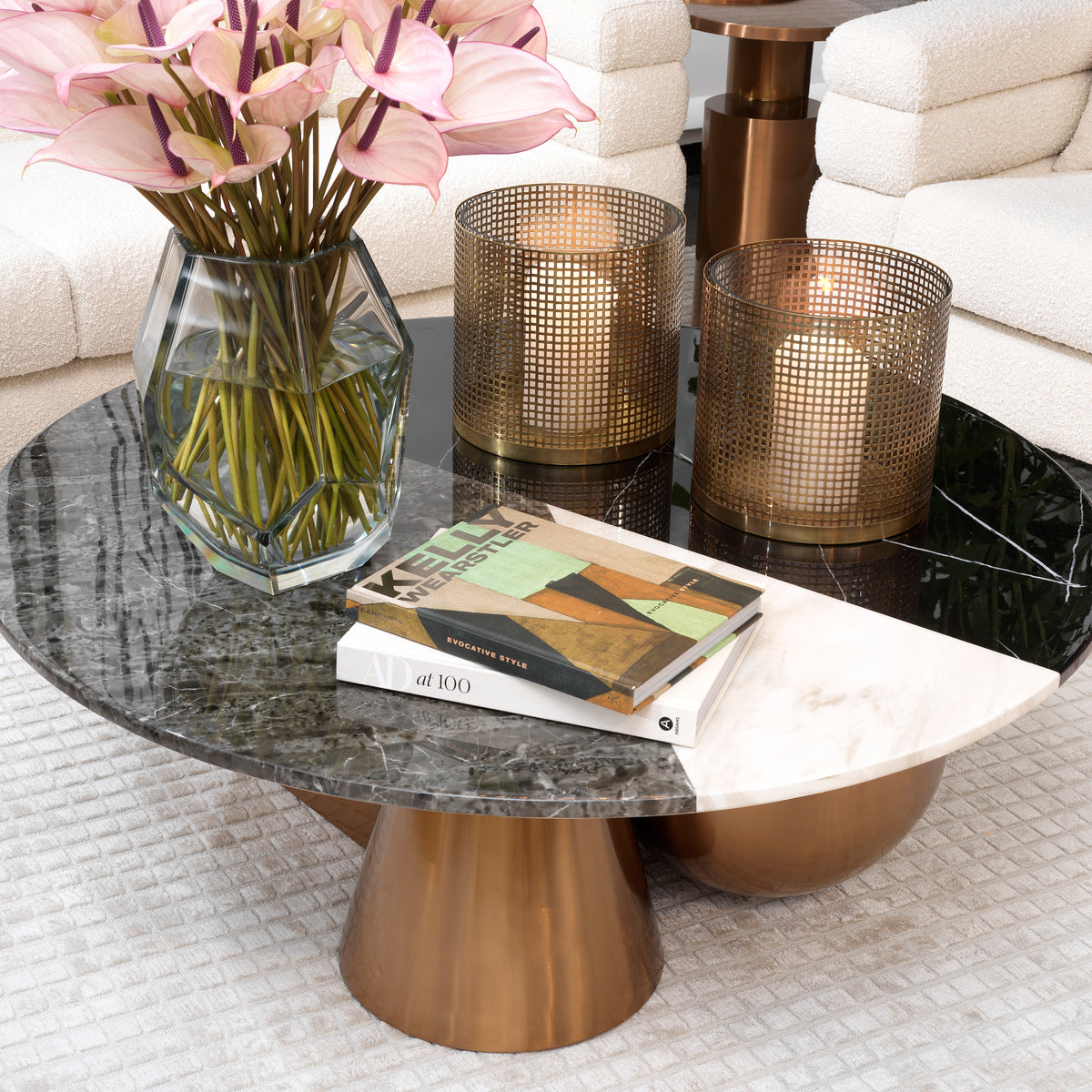 Eichholtz Coffee Table Tricolori brushed copper finish The Tricolori Coffee Table is a perfect mix of distinctive design and superb style. A daring combina