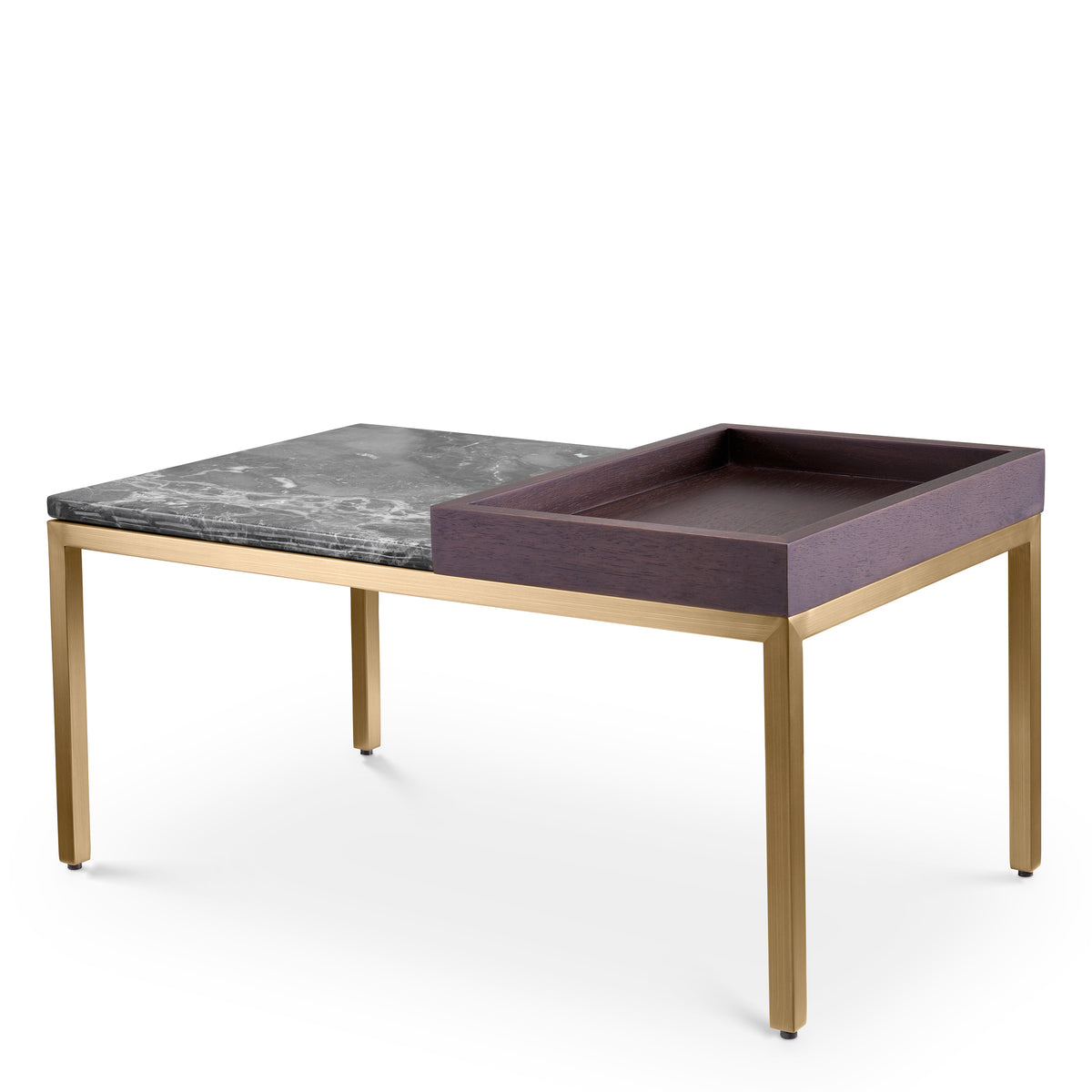 Eichholtz Side Table Forma brushed brass finish grey marble Introducing the Forma Side Table, a stunning piece that combines the beauty of natural material