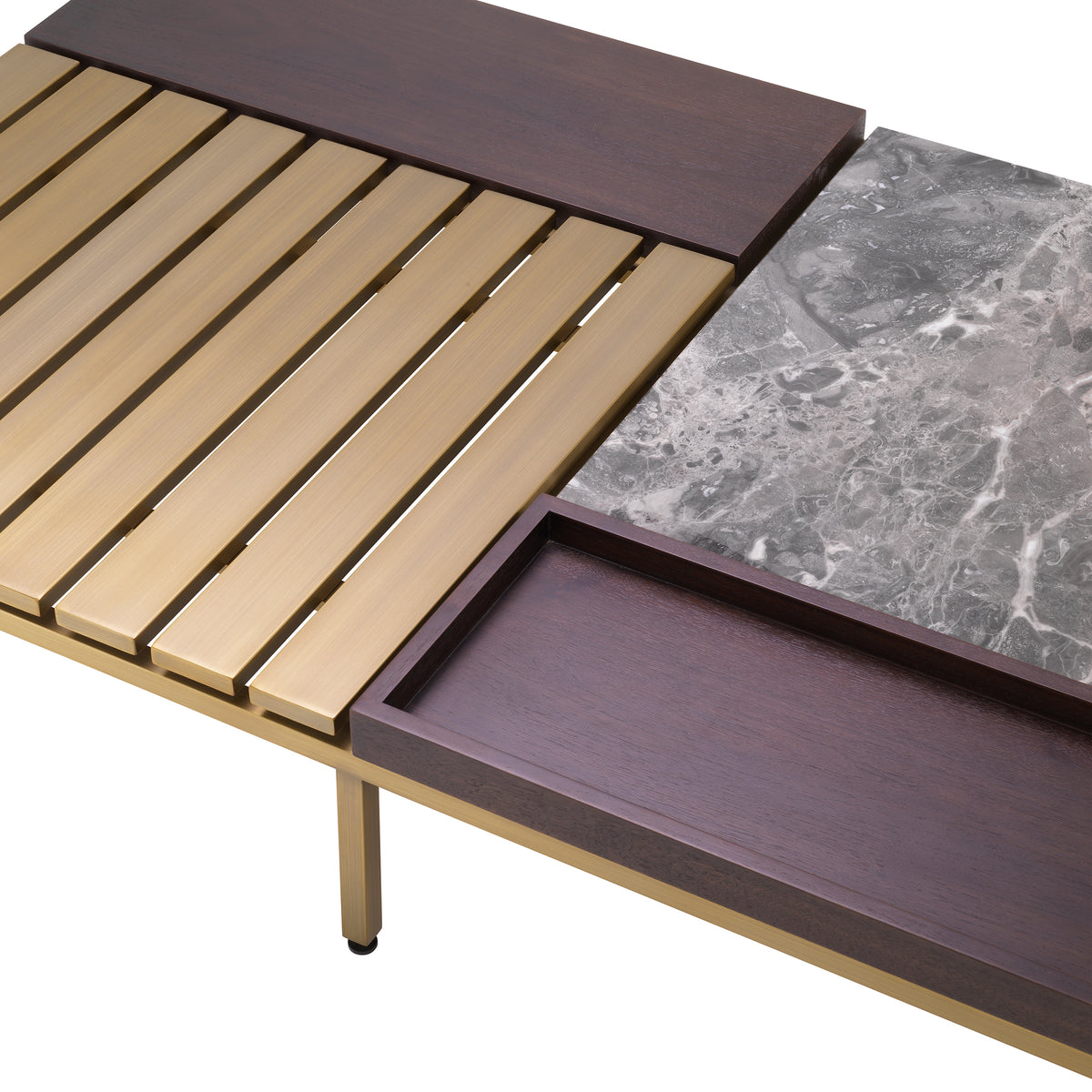 Eichholtz Coffee Table Forma brushed brass finish grey marble Coffee Table Forma stands out thanks to a sophisticated mix of materials, patterns and colour
