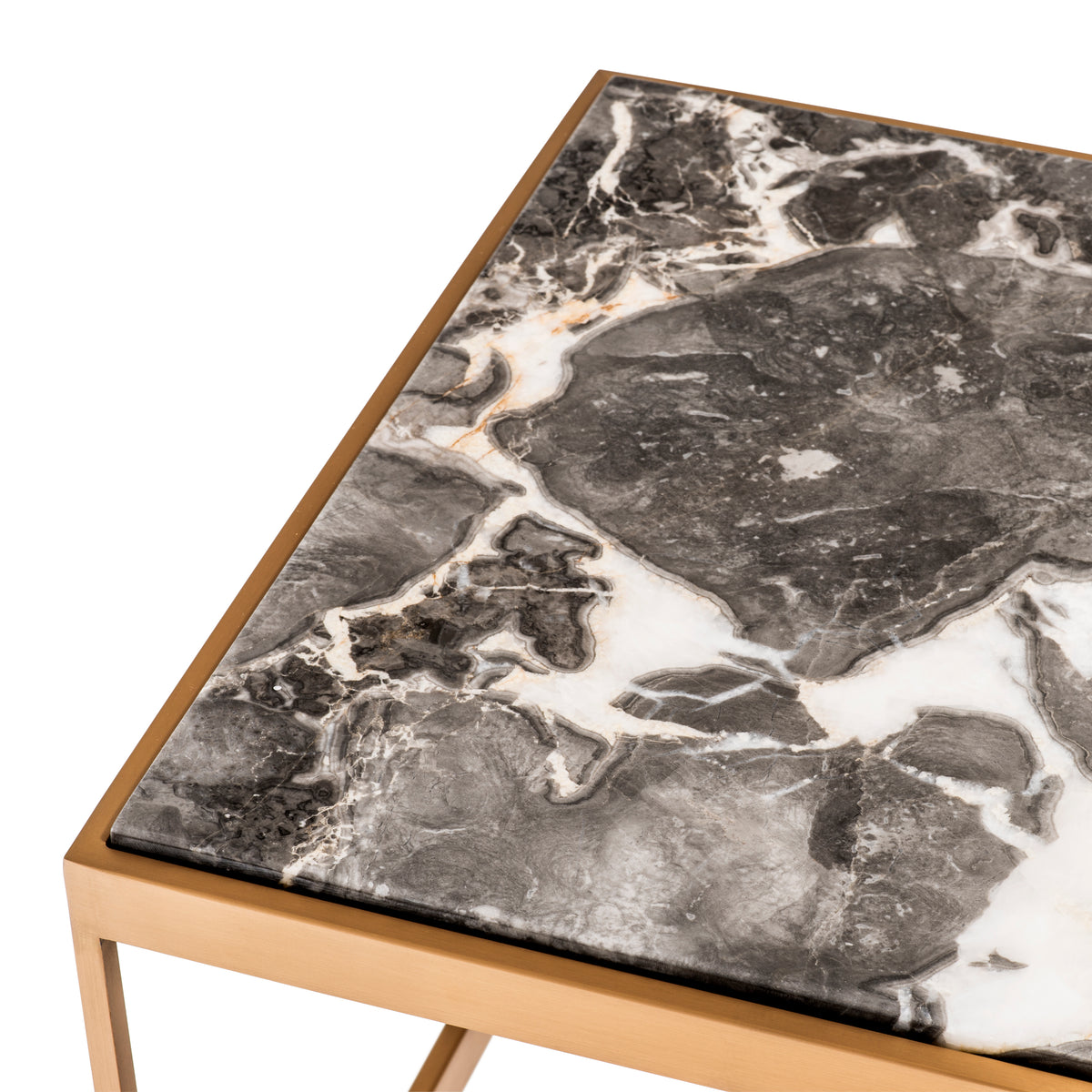 Eichholtz Coffee Table La Quinta br brass finish grey marble Bring industrial sophistication into your decor with the La Quinta Coffee Table. Comprising a 