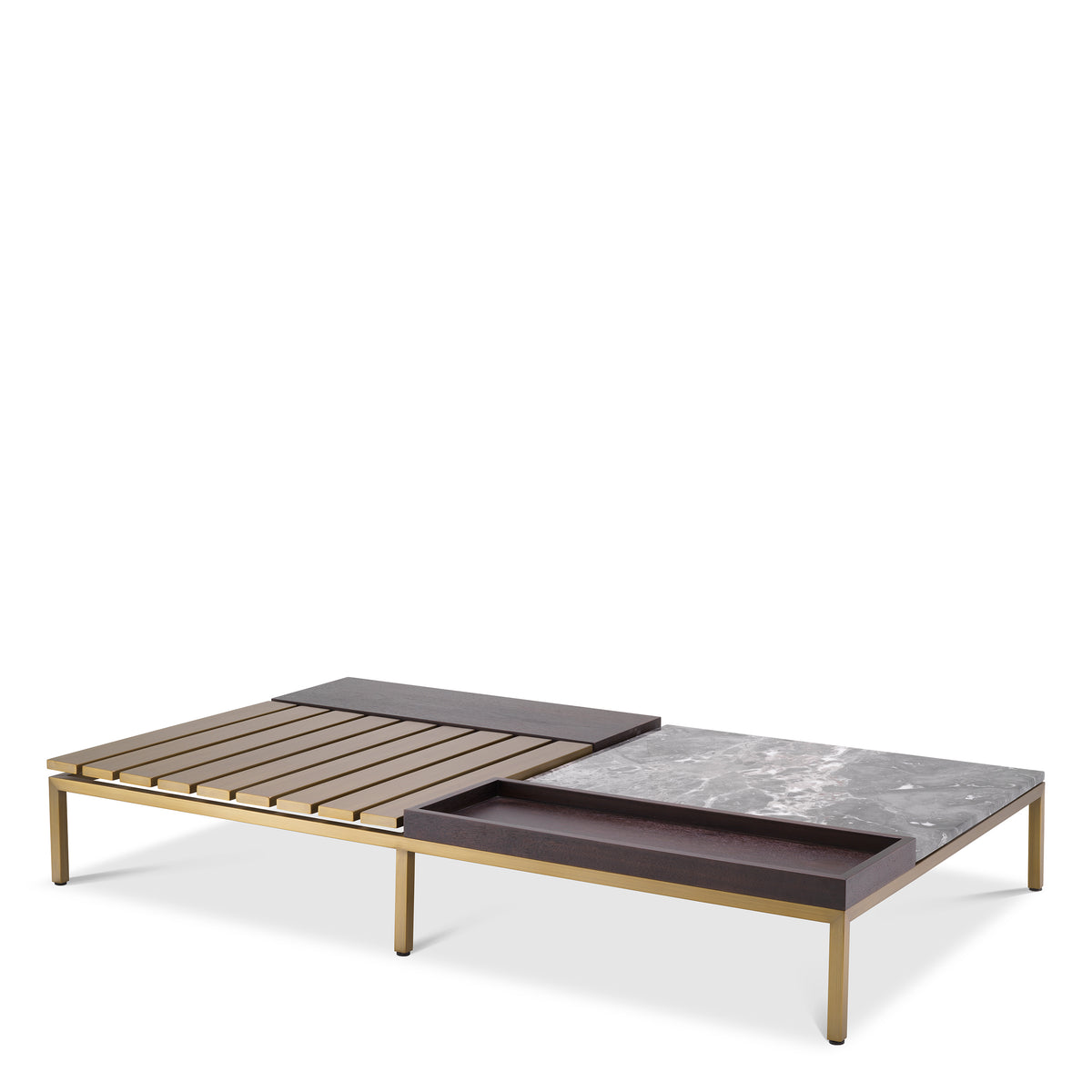 Eichholtz Coffee Table Forma brushed brass finish grey marble Coffee Table Forma stands out thanks to a sophisticated mix of materials, patterns and colour