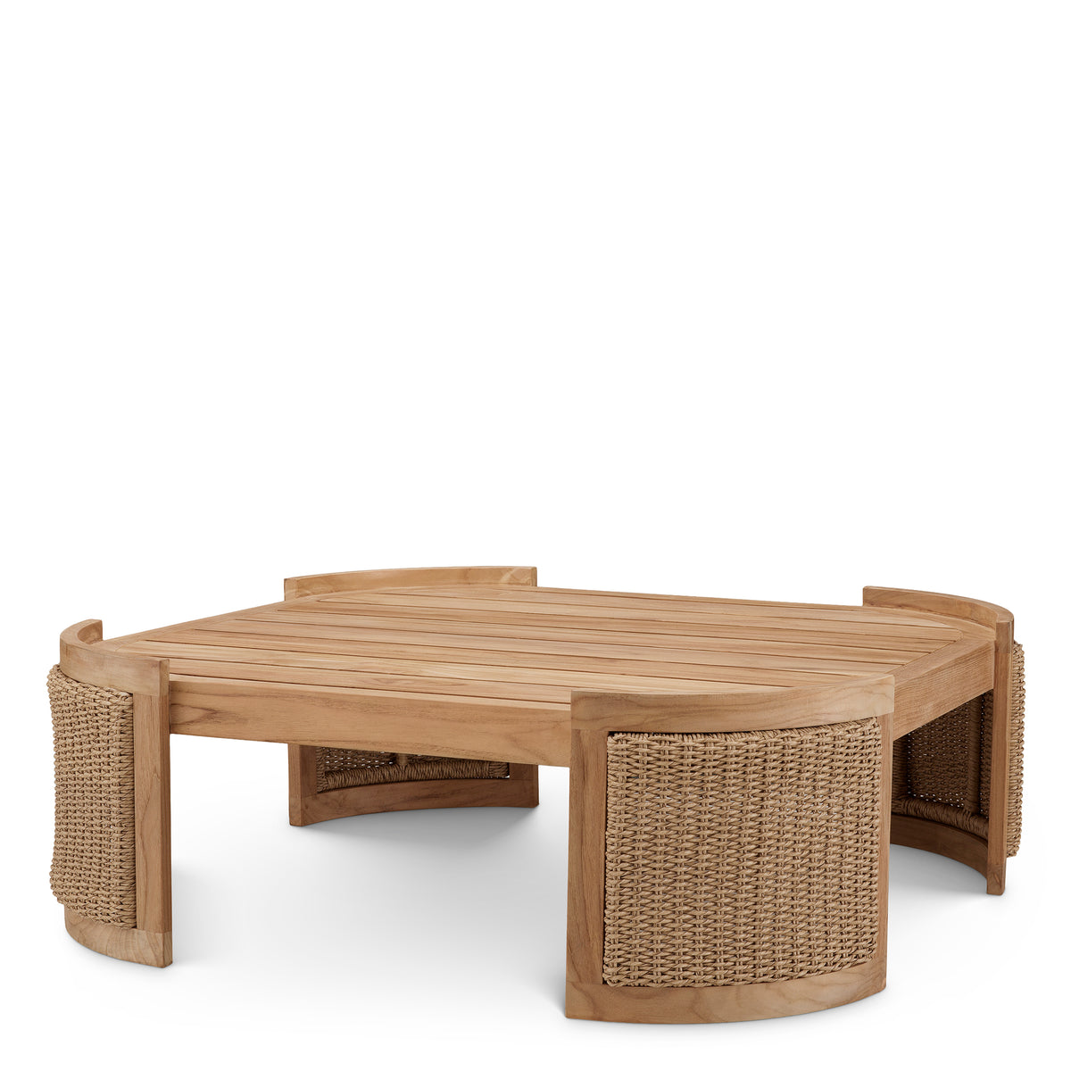 Eichholtz Outdoor Coffee Table Marenzo natural teak faux rattan Transform outdoor lounging with the Outdoor Coffee Table Marenzo, featuring a sustainably sourced te - 3