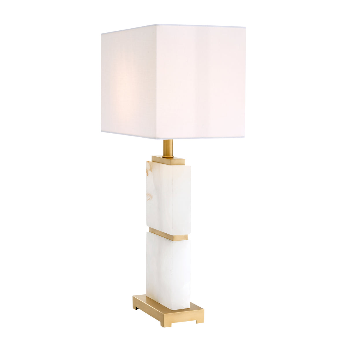 Eichholtz Table Lamp Robbins matte brass finish alabaster Blend contemporary style and Mid-Century Modern appeal with the Robbins Table Lamp. Defined by a 