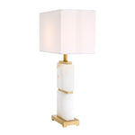 Eichholtz Table Lamp Robbins matte brass finish alabaster Blend contemporary style and Mid-Century Modern appeal with the Robbins Table Lamp. Defined by a 