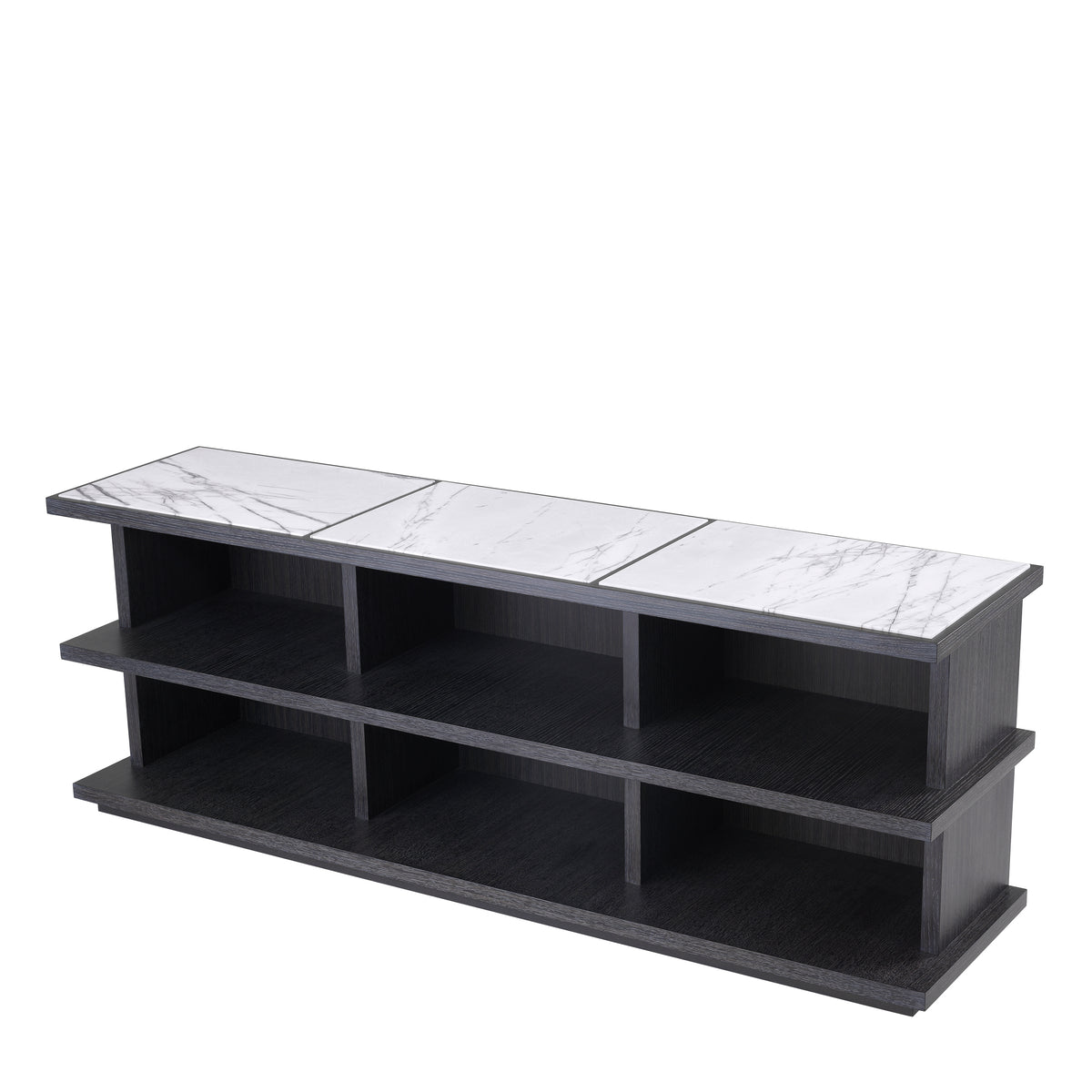 Eichholtz Cabinet Miguel L charcoal grey oak veneer The charcoal grey oak veneer Miguel Dresser with Italian bianco lilac marble top will look great in