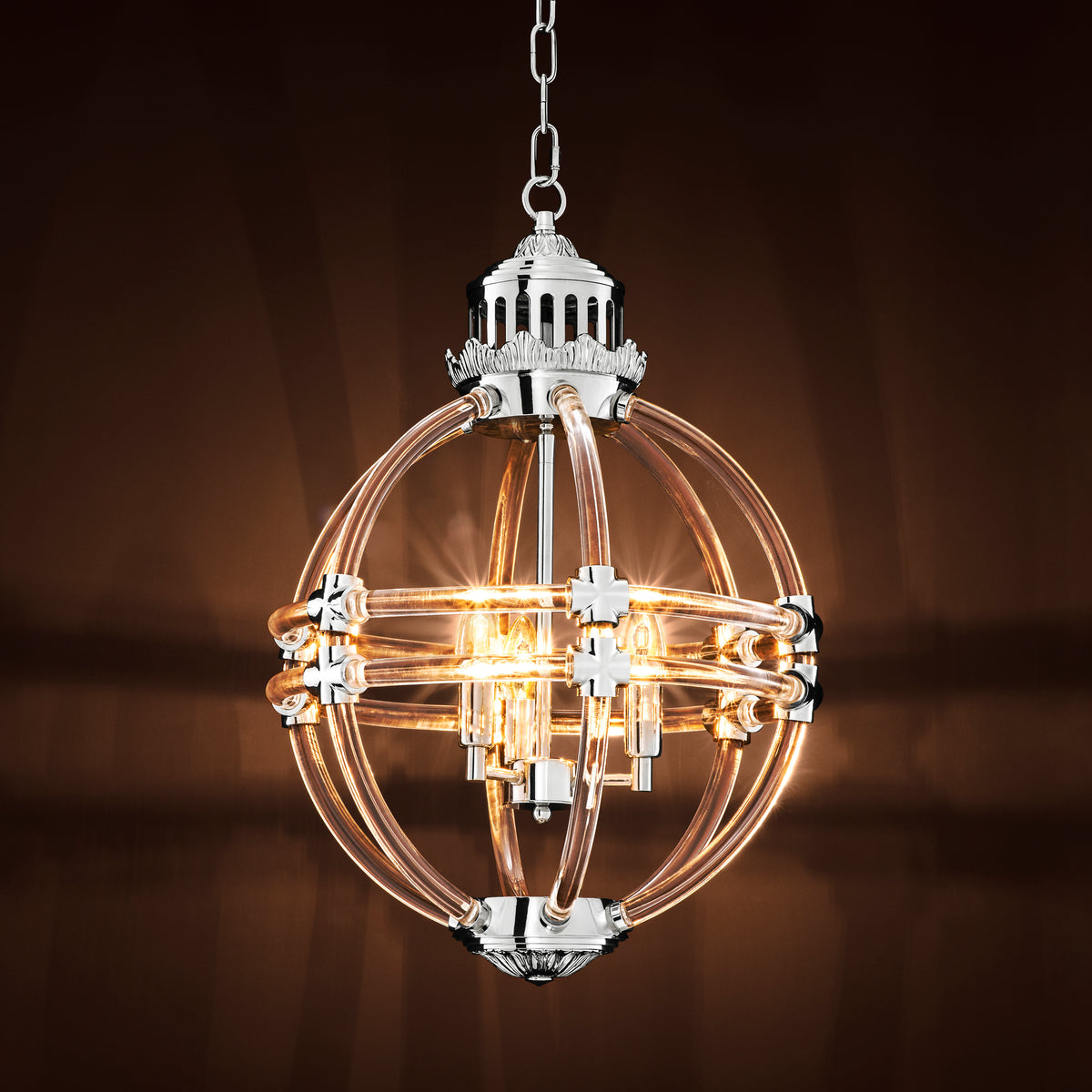 Eichholtz Chandelier Impero nickel finish Add a touch of classical grandeur to your interior with the charming Impero Chandelier. This utterly
