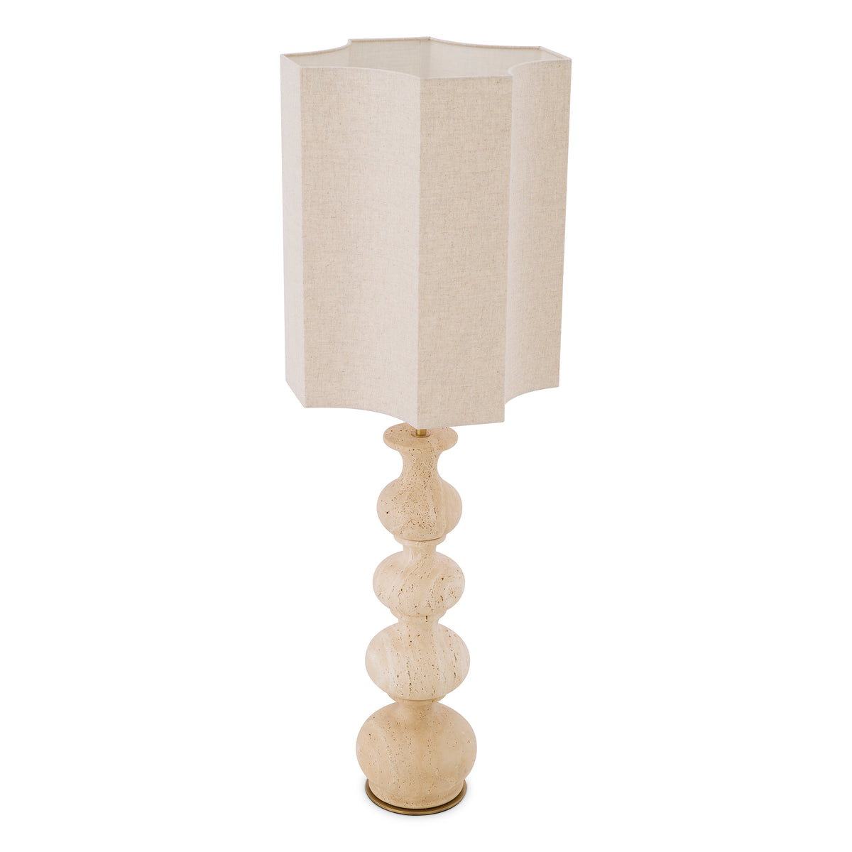 Eichholtz Table Lamp Mabel travertine incl shade Effortlessly enhance any room with Table Lamp Mabel. It features a distinctive travertine base that