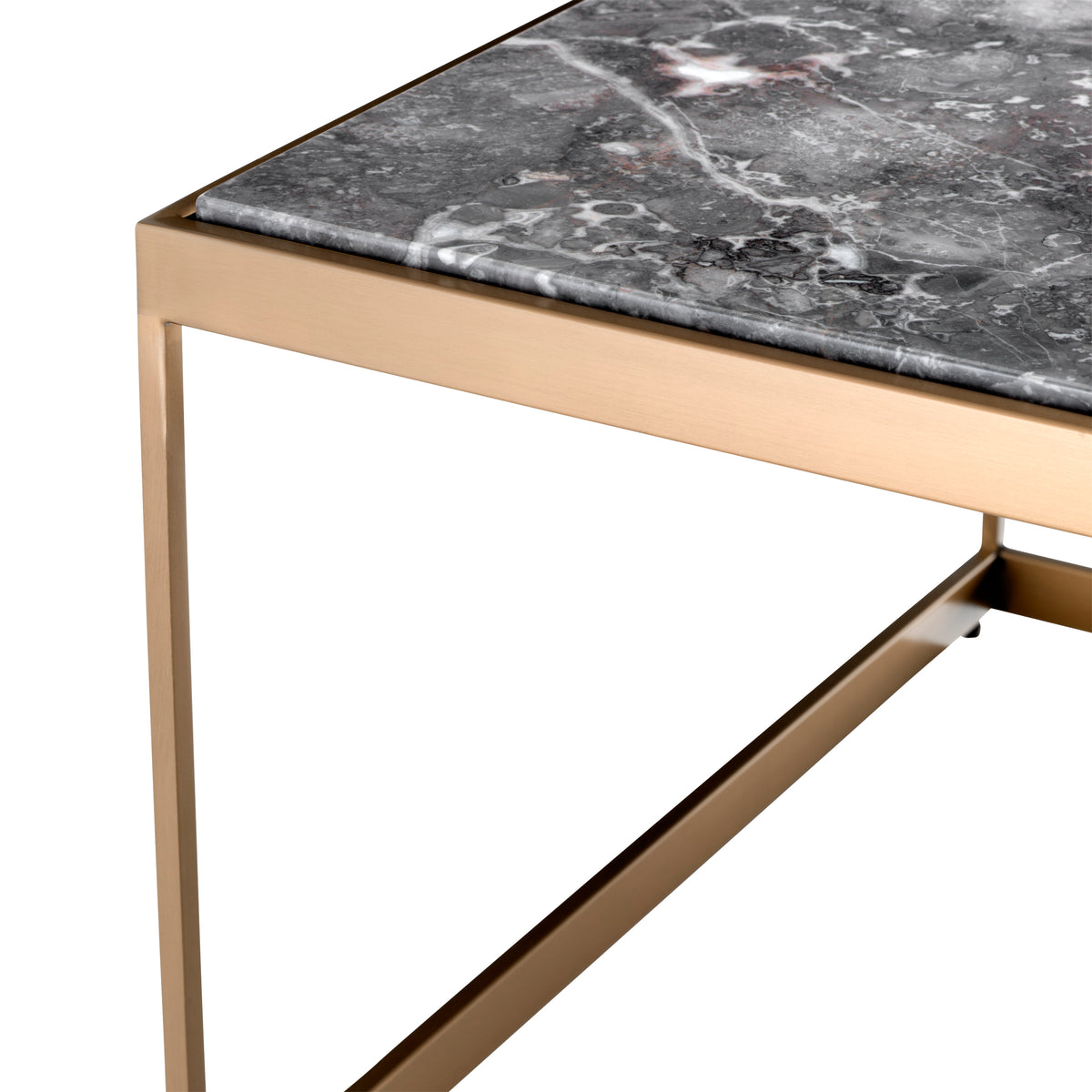 Eichholtz Side Table La Quinta brushed brass finish grey marble Bring industrial sophistication into your decor with the La Quinta Side Table. Comprising a