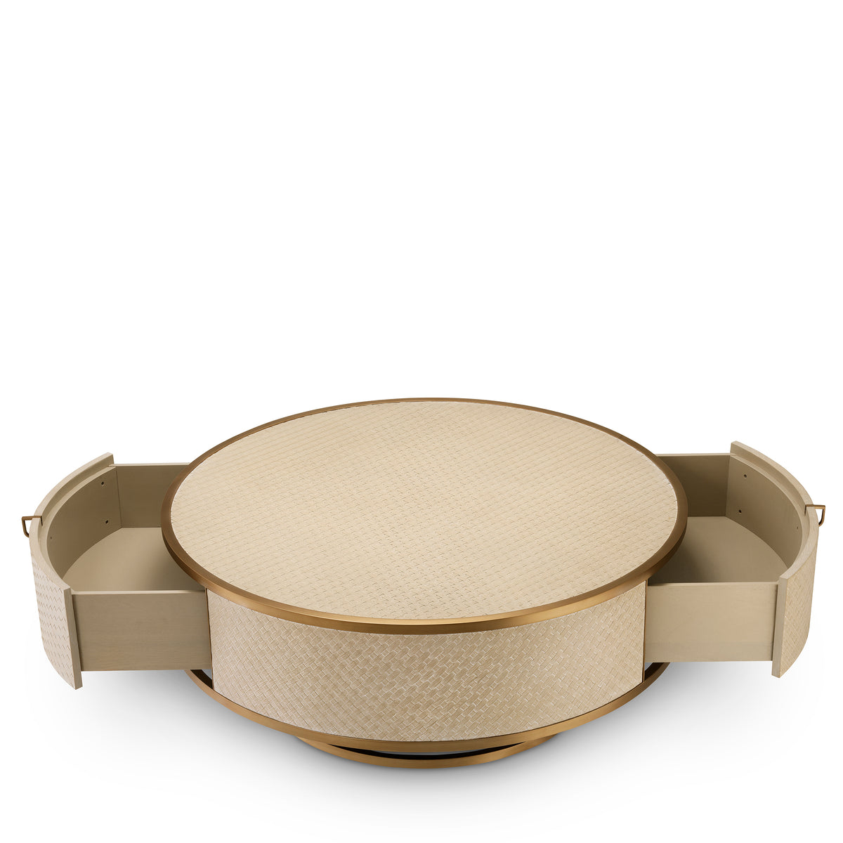 Eichholtz Coffee Table Napa Valley woven washed oak veneer Pairing Bauhaus style with a Mid-Century Modern look, the beautiful drum-shaped Napa Valley Coff