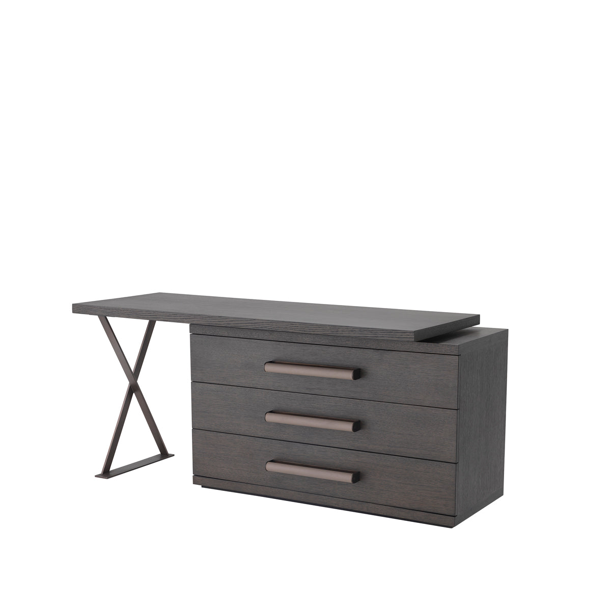 Eichholtz Desk Sanderson mocha straight oak veneer A contemporary design gives the Sanderson Desk its stylish modern aesthetic. The top has a turning m