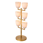 Eichholtz Table Lamp Valerius alabaster antique brass finish Featuring a clean-lined candelabra style frame and round base in an antique brass finish, Tabl