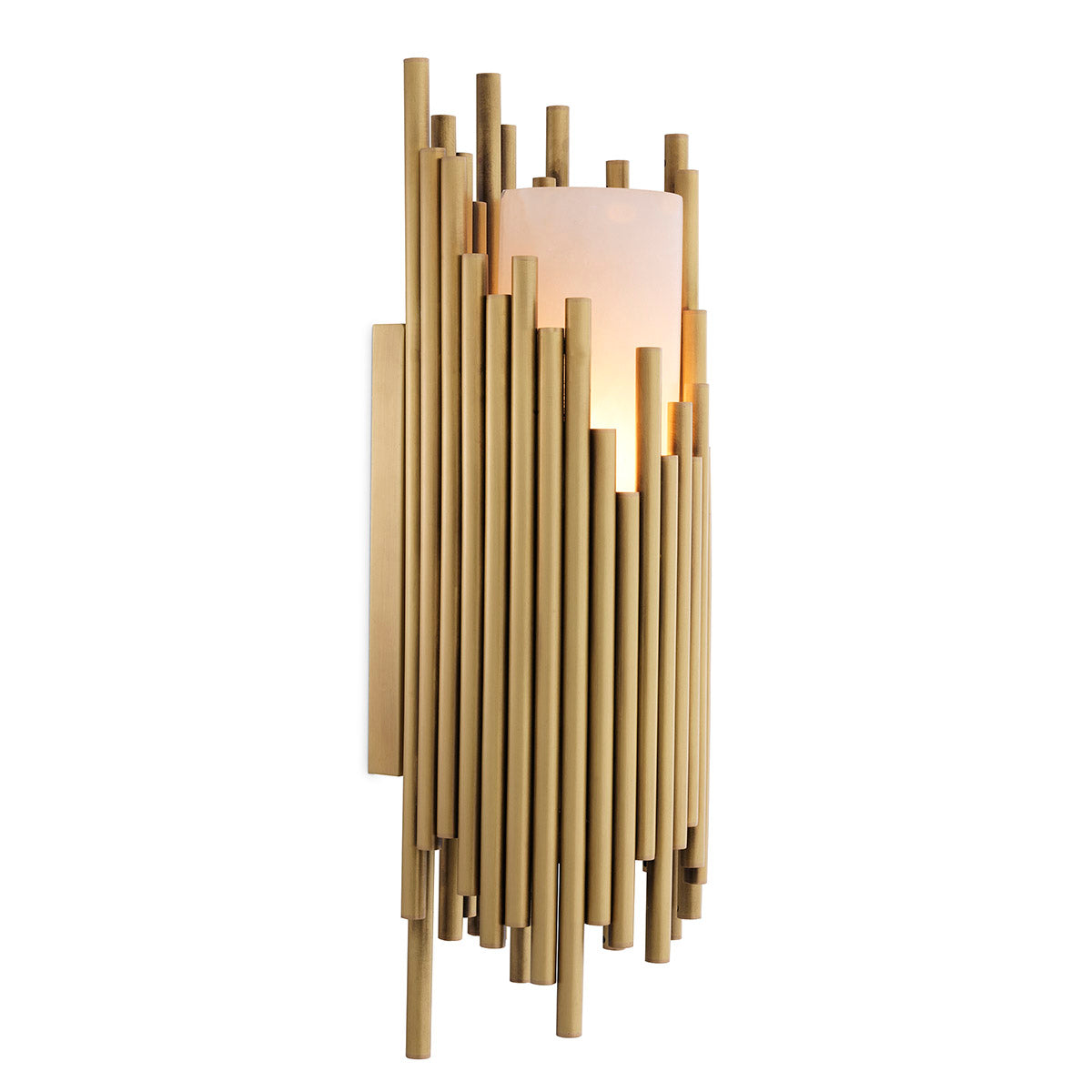 Eichholtz Wall Lamp Bartoli antique brass finish alabaster Hang a statement piece on your wall with Wall Lamp Bartoli. This striking designer lamp features