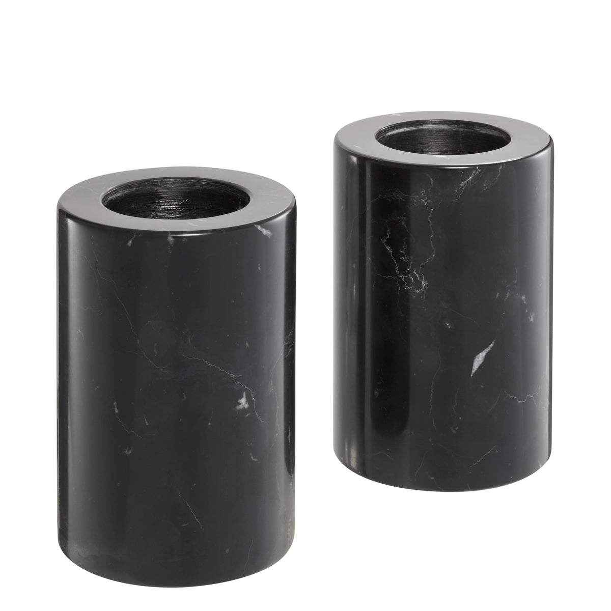 Eichholtz Tealight Holder Tobor S black marble set of 2 The simple design of the 2-piece set of cylindrical Tobor S Tealight Holders adds refinement to you