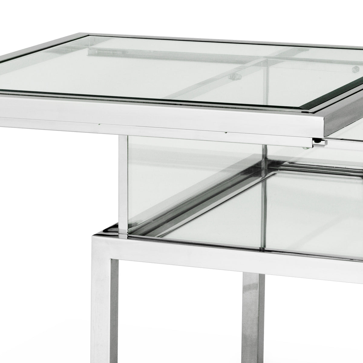 Eichholtz Side Table Harvey polished stainless steel Display your collectables in style with the square Harvey Side Table, the perfect table to showcase