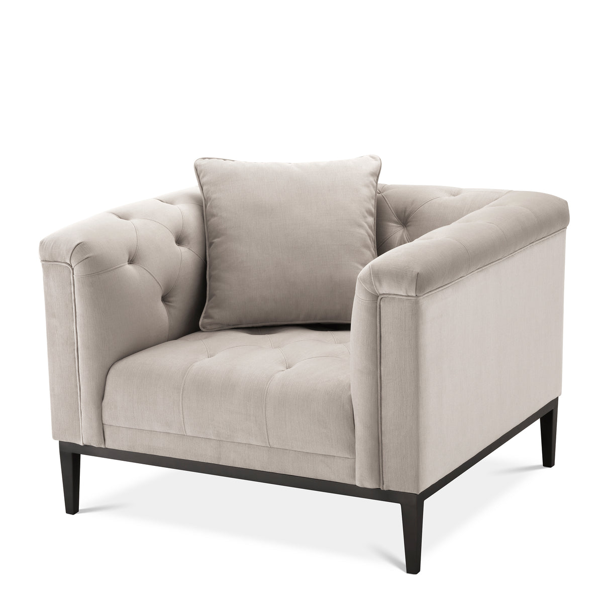 Eichholtz Chair Cesare pebble grey Inspired by the classic Chesterfield furniture, the Cesare Chair in pebble grey upholstery offers a