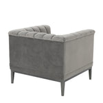 Eichholtz Chair Raffles roche porpoise grey velvet The Mid-Century Modern Raffles Chair rests upon a powder-coated steel base with gunmetal finish and