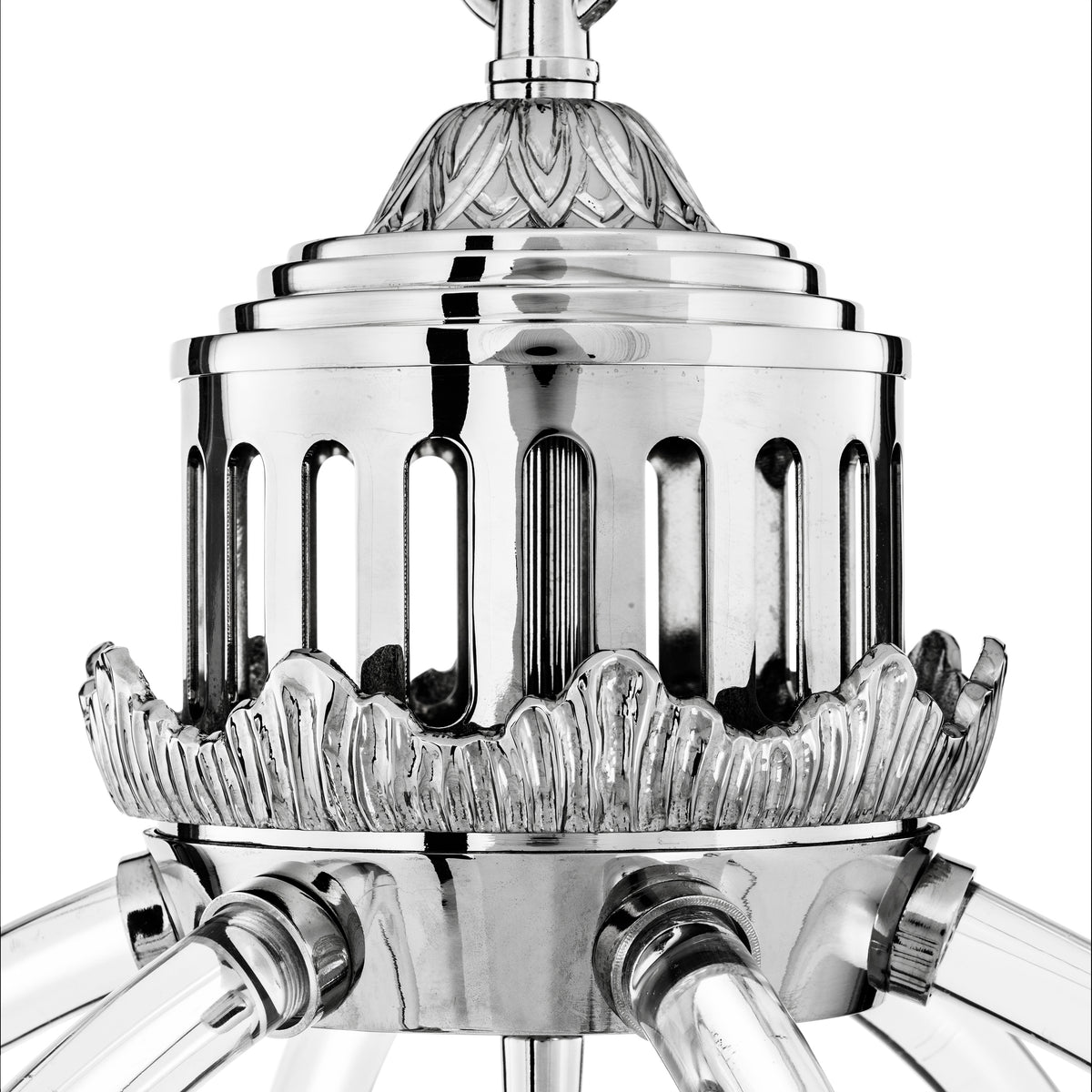 Eichholtz Chandelier Impero nickel finish Add a touch of classical grandeur to your interior with the charming Impero Chandelier. This utterly