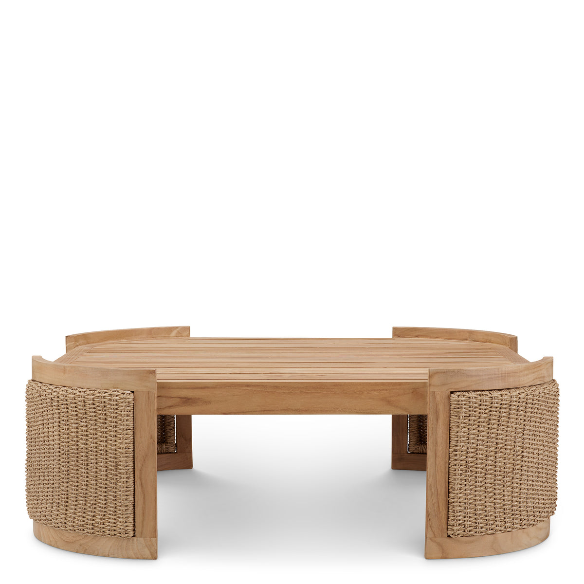Eichholtz Outdoor Coffee Table Marenzo natural teak faux rattan Transform outdoor lounging with the Outdoor Coffee Table Marenzo, featuring a sustainably sourced te - 2