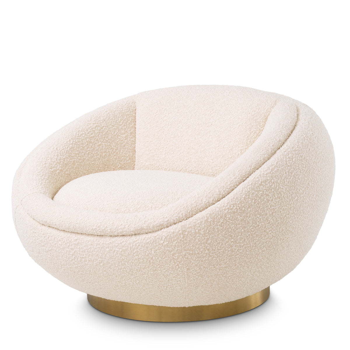 Eichholtz Swivel Chair Bollinger bouclé cream Bring a unique flair to any room with the charming Bollinger Swivel Chair. Whether you are looking f
