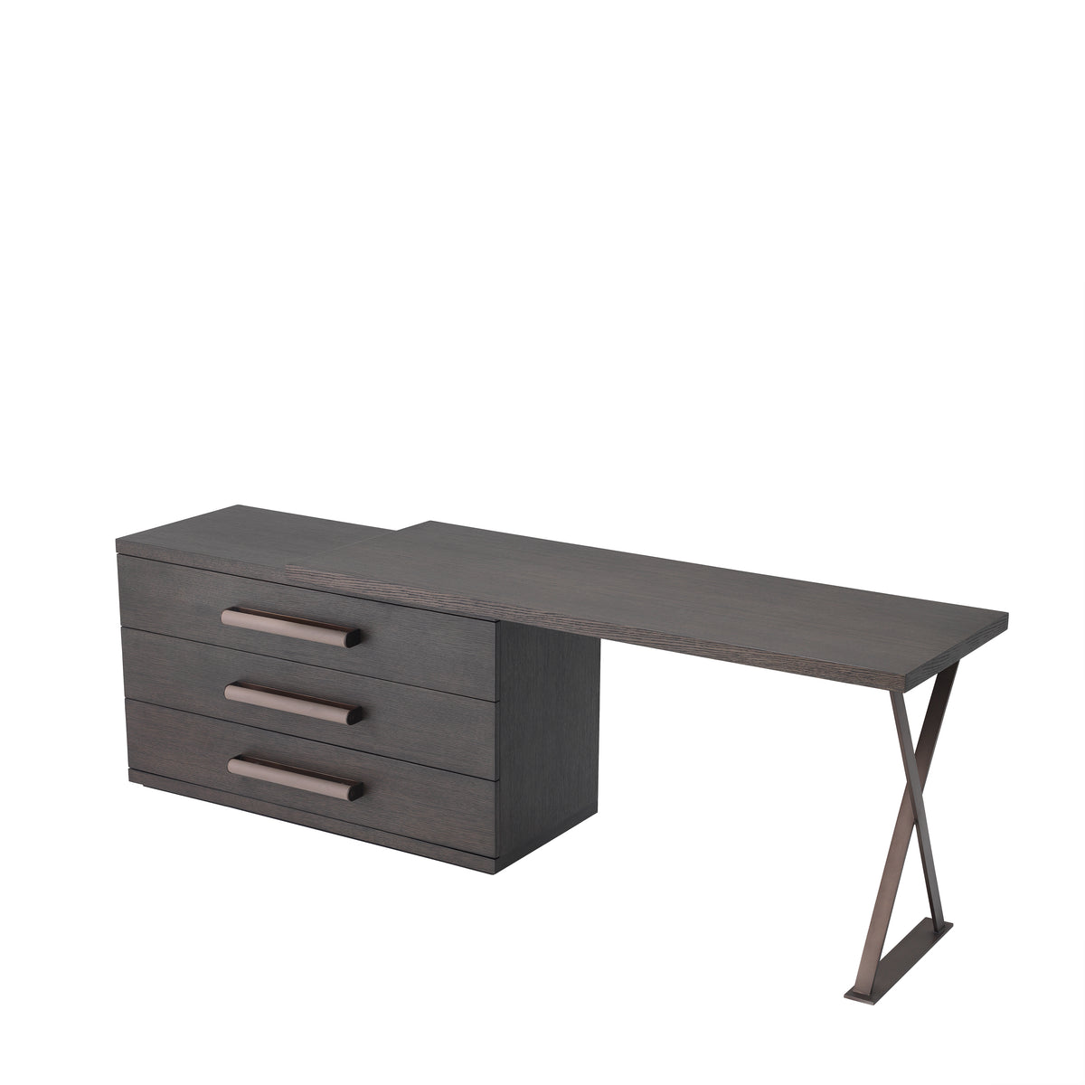 Eichholtz Desk Sanderson mocha straight oak veneer A contemporary design gives the Sanderson Desk its stylish modern aesthetic. The top has a turning m
