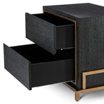 Eichholtz Nightstand Hazel charcoal grey oak veneer Nightstand Hazel is a chic and organised bedside table. Wrapped in a charcoal oak veneer casing and
