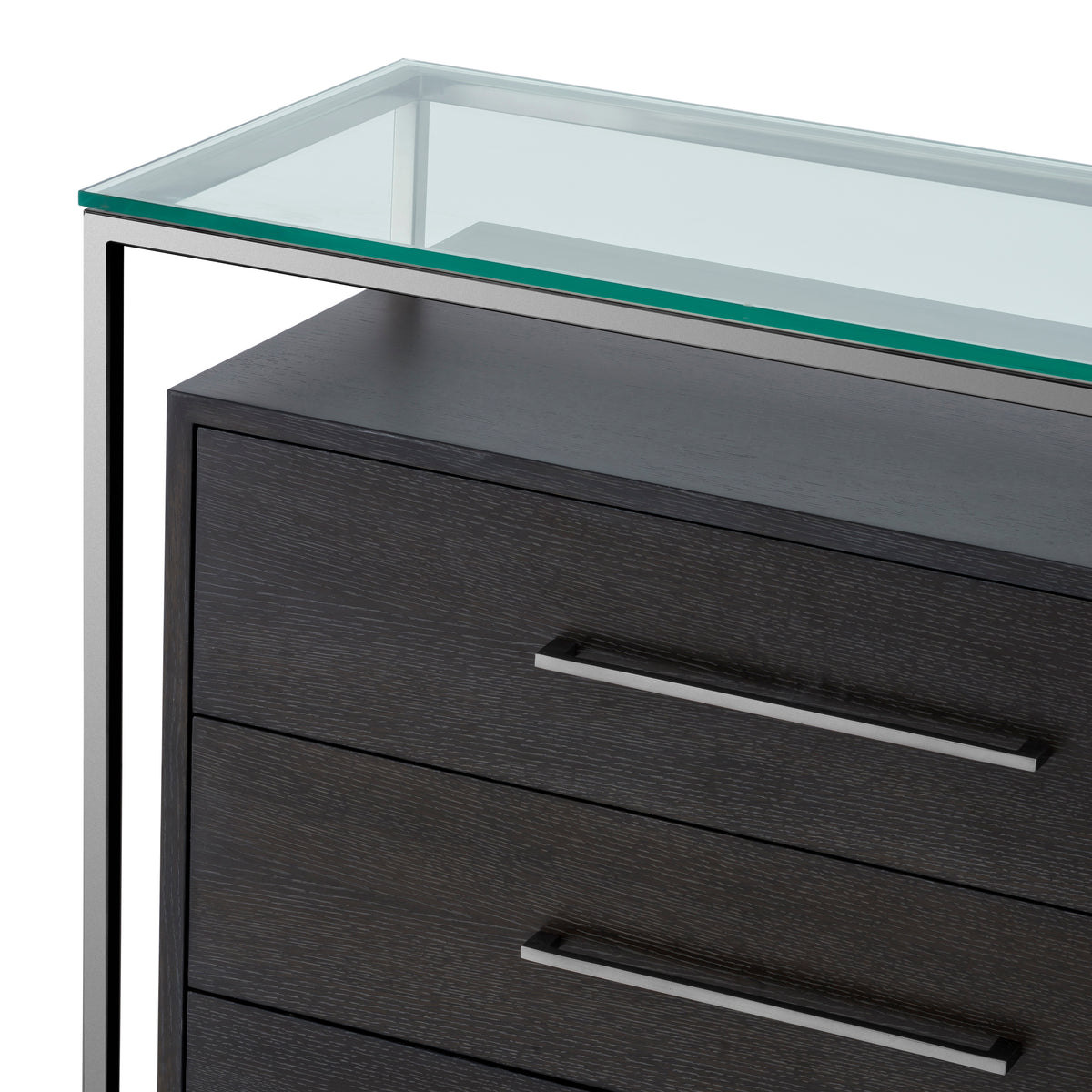 Eichholtz Dresser Durand charcoal oak veneer black nickel finish Inspired by the minimalist silhouettes of Bauhaus design, the oak veneer Durand Cabinet ex