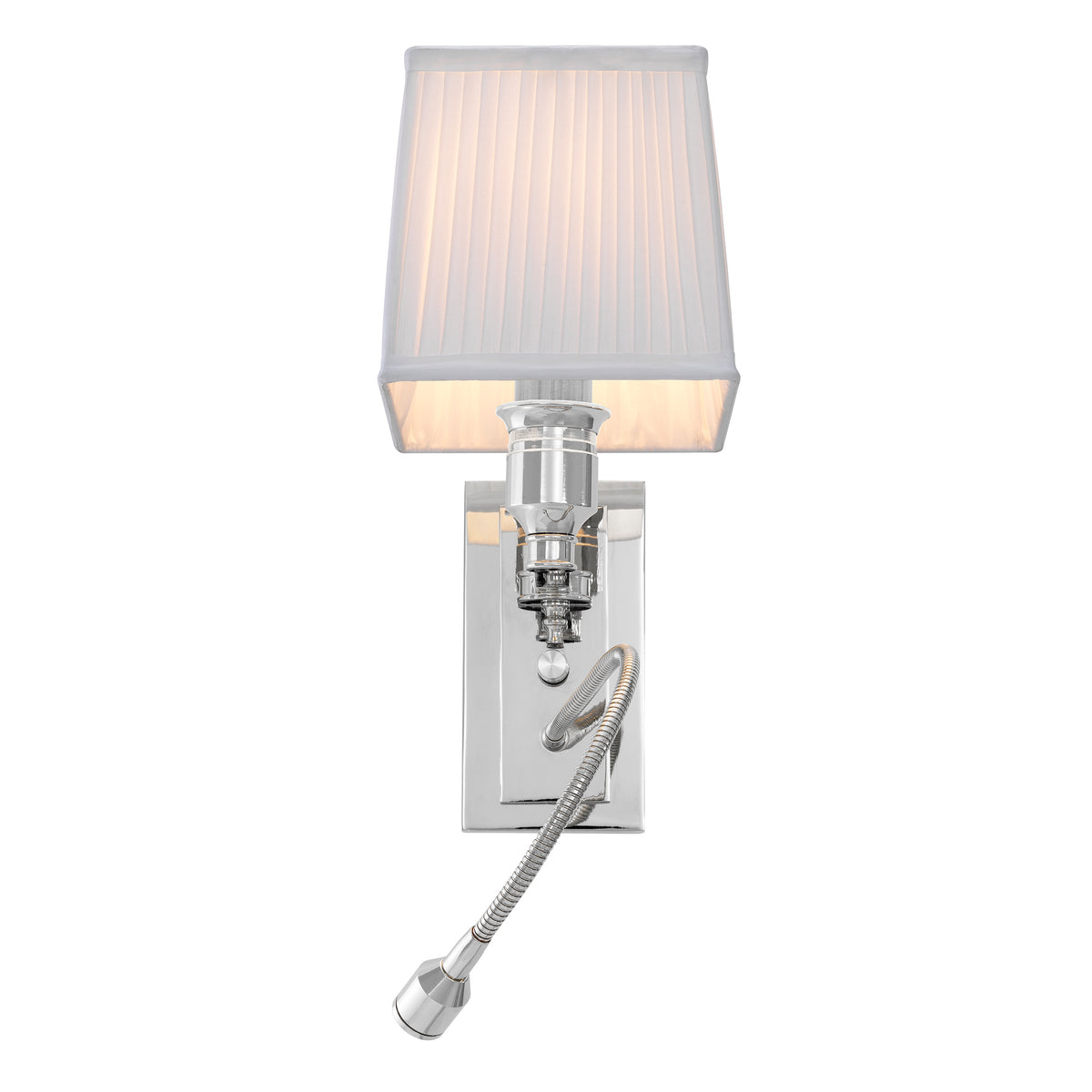 Eichholtz Wall Lamp Ellington nickel finish incl white shade Elevate your interior lighting with the sophisticated Wall Lamp Ellington by Eichholtz. This e