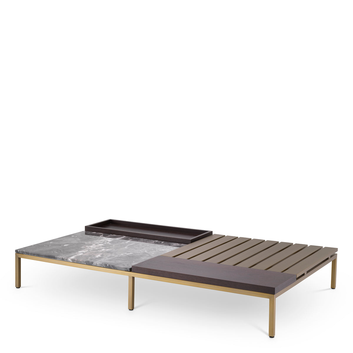 Eichholtz Coffee Table Forma brushed brass finish grey marble Coffee Table Forma stands out thanks to a sophisticated mix of materials, patterns and colour
